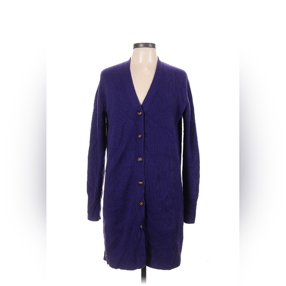 Polo Ralph Lauren Purple Merino Wool Cashmere Long Cardigan
